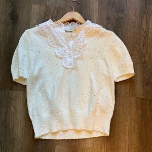 Coach Cream Short Sleeve Sweater